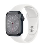 Apple Watch Series 8 41 мм (алюминиевый корпус, полуночный/белый, спортивный силиконовый ремешок)